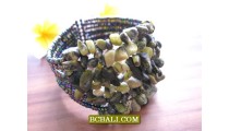 Organic Stone Beaded Bracelet Cuff Balinese 